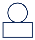 A drawing of a circle on top of a flat rectangle representing an actor